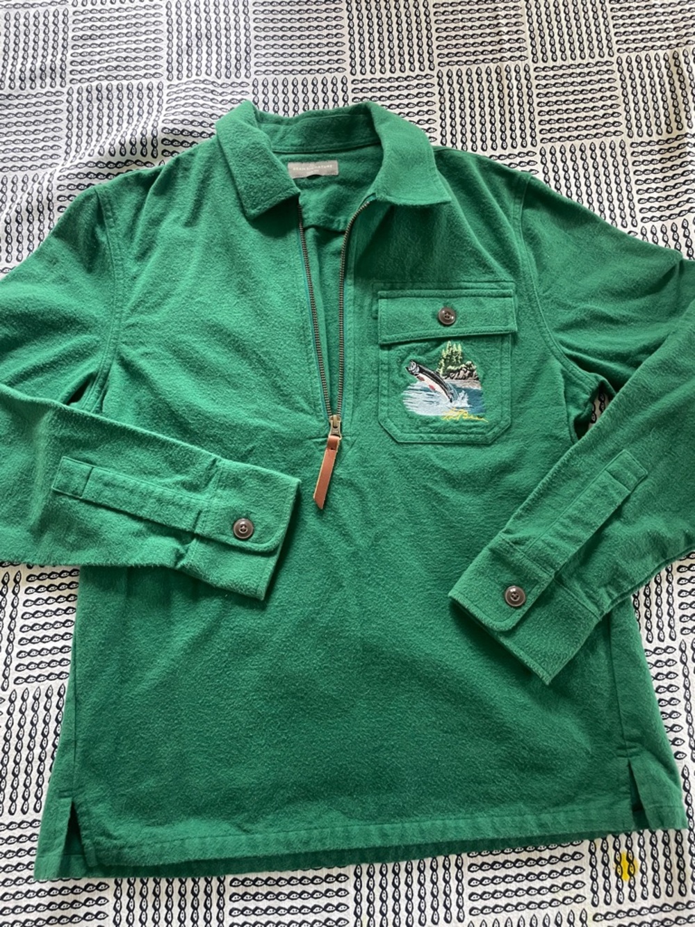 LL Bean signature green pullover